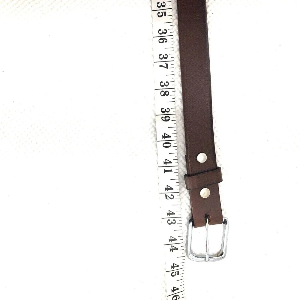 Cindilo Belt Men's 40 Brown‎ Leather Silver Tone Polished buckle